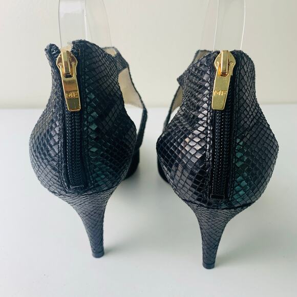 Marc Fisher Women's Kabriele Cutout Dress Pumps Black Suede Snakeskin Design - Picture 8 of 14